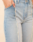 63004P - Crop Baggy Wide Leg Dad Jeans: LIGHT WASH