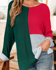 Colorblock Knit V-Neck Sweater