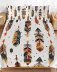 Boho Feather Print 3-Piece Bedding Set (1 Duvet Cover + 2 Pillow Shams) – 102"×90"