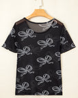 Maddie Bow Mesh Short Sleeve Top