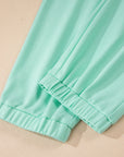 Solid V-Neck Tee and Drawstring Pants Set