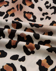 Leopard Colorblock Stripe Edge Shirt and Pants Pajama Set