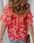 Rosalyn Print Striped Trim Blouse