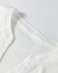 Stripe Patchwork Buttoned V-Neck Ribbed Knit Top