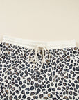 Plus Size Leopard Pullover and Shorts Set