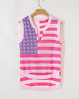USA Flag Notch Neck Sleeveless Sweater Top