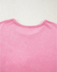 Bonbon Waffle Bowknot Patchwork Graphic Mineral Wash Plus Size Sweatshirt