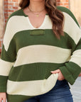 Violet Stripe Colorblock Notched PLUS Sweater