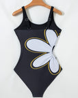 Floral Sleeveless Drawstring One-Piece Swimsuit