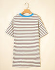 Stripe Cuffed Short Sleeve Mini T-Shirt Dress