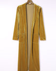 Velvet Open-Front Pocketed Cardigan
