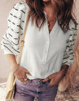 Stripe Patchwork Buttoned V-Neck Ribbed Knit Top