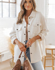 Rosalie Textured Flap Pocket Buttoned Shacket