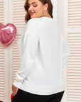 Beige Big Bow Accent Plus Size Drop Shoulder Sweatshirt