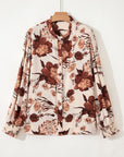 Floral Smocked Long Sleeve Buttoned Shirt