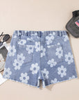Plus Size Floral High Waist Denim Shorts