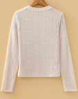 Lace Semi Sheer Long Sleeve Cropped Top