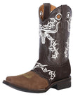El General Rodeo Boot — Crazy Brown/Dark Brown with Embroidery