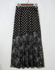 Polka Dot Sheer Lace Patchwork Asymmetric Skirt