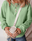 Solid Fleece Lined Drop Shoulder Terry Sweatshirt
