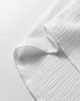 Solid Crinkled Lantern Sleeve Buttoned Shirt