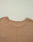 Khaki Striped Checkered Mixed Print Chest Pocket Casual Plus Size Top