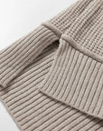 Waffle Knit Ribbed High Neck Drop Shoulder Sweater