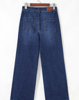 Denim High Waist Patch Pocket Straight Leg Jeans