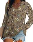 Baha Ranch Western Print Long Sleeve Top
