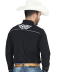 El Señor de los Cielos Charro Embroidery Shirt in Black/White