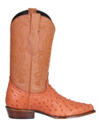 Men’s Pointed Toe Leather Cowboy Boot - Imitation Ostrich Print - Cognac 40835