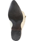 Men’s Pointed Toe Leather Cowboy Boot - Imitation Ostrich Print - Bone White 40839