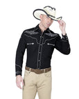 El General Embroidery Western Shirt in Black/White