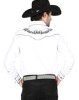 El General Embroidery Western Shirt in White/Black
