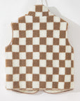 Checker Sherpa Collared Jacket Vest