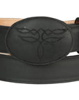El General Men's Western Belt — Crazy Cowhide Leather in Black