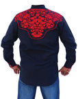 El Señor de los Cielos Embroidery Shirt in Black/Red