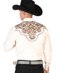 El Señor de los Cielos Embroidery Shirt in Beige/Gold