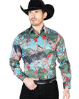 Senor De Los Cielos Casual Long Sleeve Shirt in Green