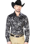 Black And Beige Casual Long Sleeve Shirt