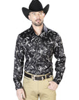 Black And Beige Casual Long Sleeve Shirt