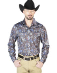 Navy Floral Casual Long Sleeve Shirt