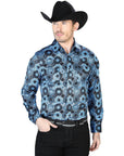 Blue Print Casual Long Sleeve Shirt