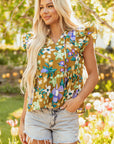 Scout Floral Tiered Flutter Sleeve V Neck Top