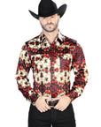Burgundy And Gold Casual Long Sleeve Shirt