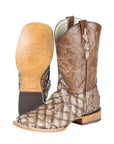 El General Men's Exotic Monster Fish Rodeo Boots in Cream