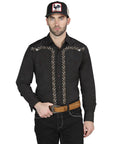 El General Embroidery Western Shirt in Black/Gold