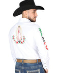 El General Embroidery Western Shirt in White/Roses