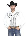 El General Embroidery Western Shirt in White/Black