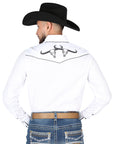 El General Embroidery Western Shirt in White/Black